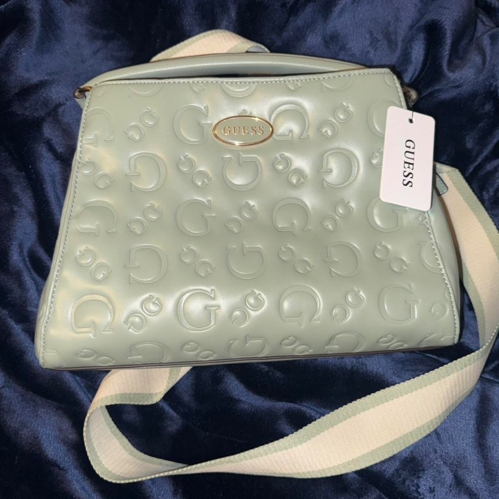 GUESS Sage Green Embossed Logo Crossbody Bag NWT